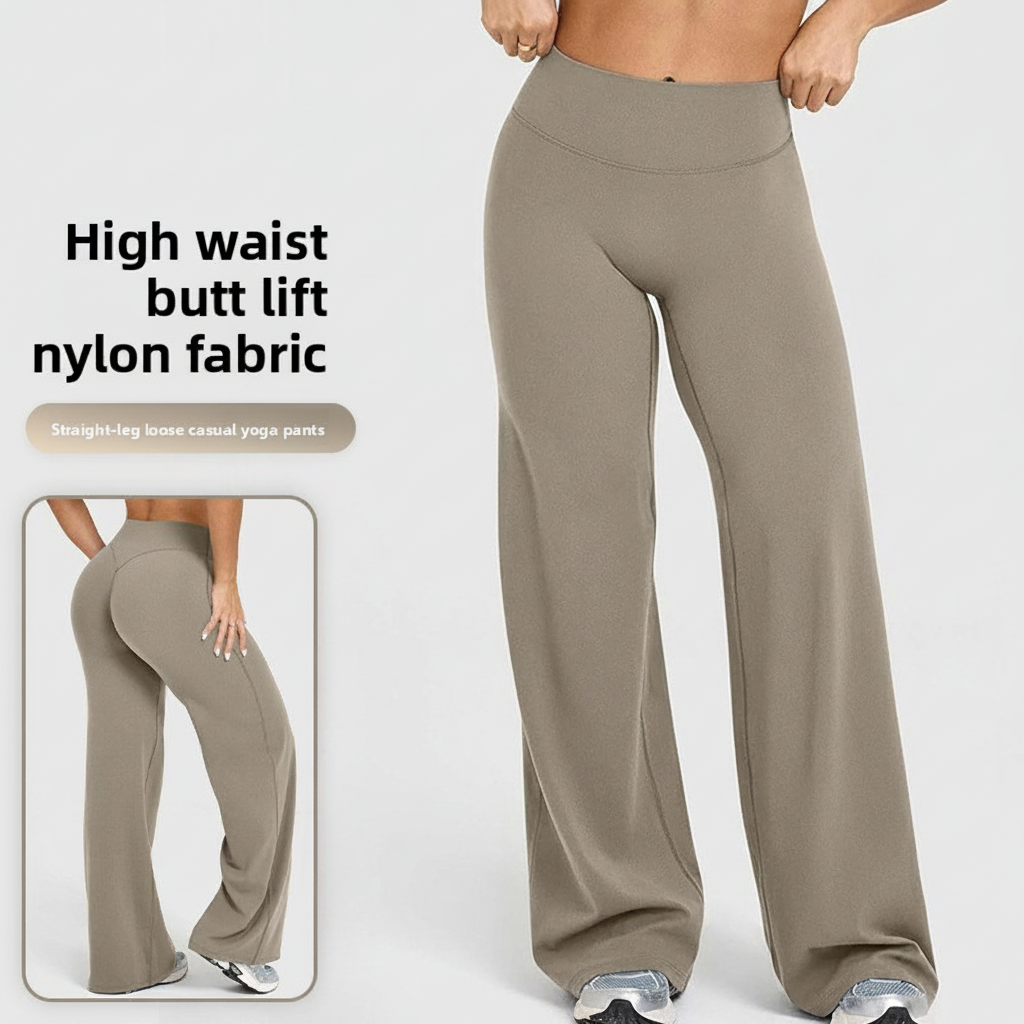 Hot Seller High Waist Hip Wide Leg Tummy Control Shapewear Spandex/Nylon Full Length Loose Yoga