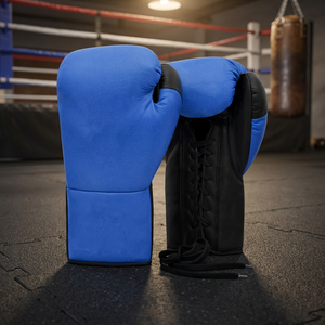 Guantes de Boxeo Azules con Cordones para Mujer, de Microfibra, para Entrenamiento de Artes Marciales - Product Image 4