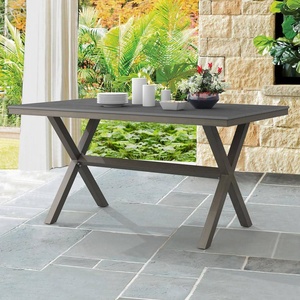 AJUNION ensemble de salle à manger d'extérieur en aluminium plastique bois <span class=keywords><strong>table</strong></span> à manger <span class=keywords><strong>rectangulaire</strong></span> pour jardin patio <span class=keywords><strong>balcon</strong></span> porche bord de la piscine - Product Image 1