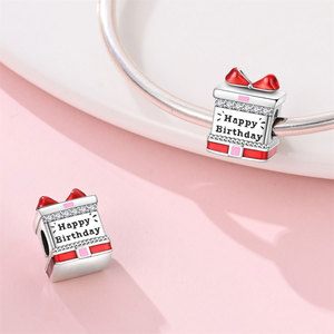 Abalorios de cobre plateado con circonitas cúbicas para pulseras DIY, diseño de corona de princesa y pastel de cumpleaños - Product Image 4