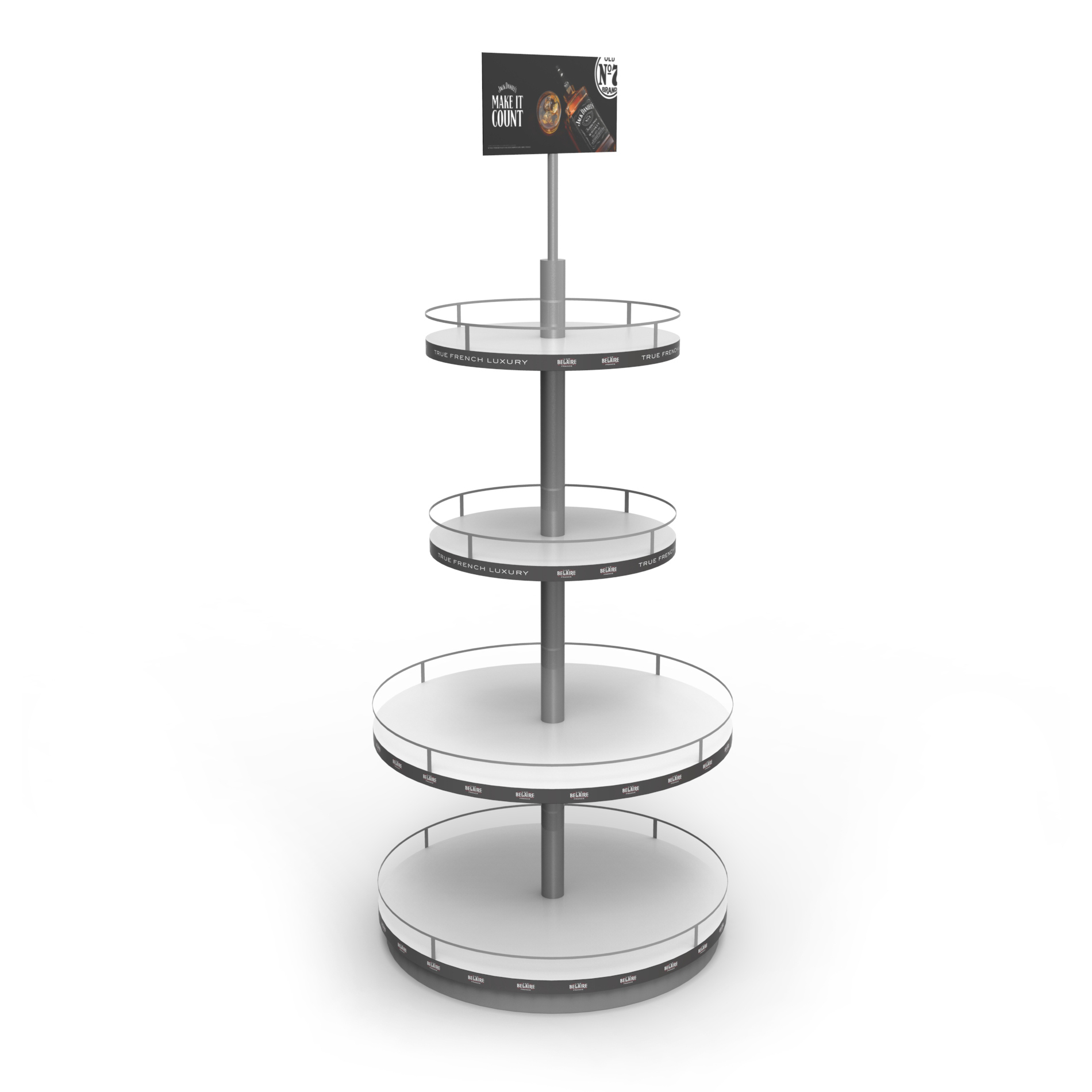 Customized Round Fashion Style Wine Display Rack Sparkling Beverage Metal Display Stands Wine Rack Metal for Liquor Store — view 5