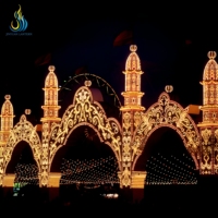 Wasserdichte Kommerzielle Dekorative Outdoor-Metallrahmen Festliche Beleuchtungsskulptur für Ramadan-Laternenfest