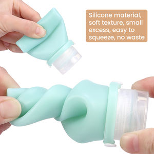 مجموعة زجاجات سفر سيليكون صديقة للبيئة سعة 60 مل (3 أونصة) معتمدة من TSA، سهلة الضغط ومانعة للتسرب، مناسبة للشامبو والغسول أثناء السفر - Product Image 4