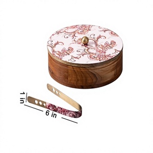 Boîte en bois Roti avec couvercle design Conteneur Chapati décoratif de forme ronde de qualité supérieure à des prix acceptables - Product Image 1