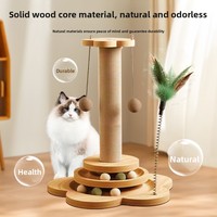 Tour griffoir pour chat en corde de sisal naturelle, style Art Déco, avec plateau en bois massif, multifonctionnel pour l'activités d'escalade et le jeu autonome