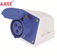 AJCEE IP44 32A 3Pin 9H 220v- 240V prise murale femelle étanche industrielle bleu Offre Spéciale avec CE