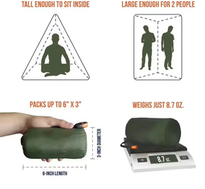 Tenda da Pesca Isolata <span class=keywords><strong>in</strong></span> Alluminio PE Verde - Tenda di Emergenza OEM Firstime per Sopravvivenza all'Aperto e Gite di Pesca - Product Image 6