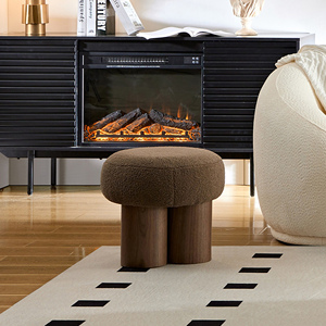 Modern <strong>Adjustable</strong> Mushroom <strong>Stool</strong> with Brown Lamb Wool Seat and Barrel PVC Pipe Walnut Veneer-Hotel Bedroom Apartment Ottoman - Product Image 6
