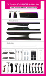 SJC Éclairage d'ambiance de voiture amélioré 64 couleurs LHD/RHD pour <span class=keywords><strong>Porsche</strong></span> <span class=keywords><strong>Macan</strong></span> 2014-2025, symphonie dynamique intérieure, accessoires décoratifs LED - Product Image 6