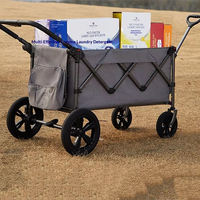 Chariot de camping pliable avec auvent, chariot portable à 4 roues pour la plage, les pique-niques et le jardin, grande capacité de rangement