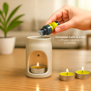 Premium Vanilla Ceramic Fragrance Oil Burner <b>Set</b> with 10ml Scented Oil and Tealight <b>Candles</b> Elegant Aromatherapy <b>Gift</b> - Product Image 1
