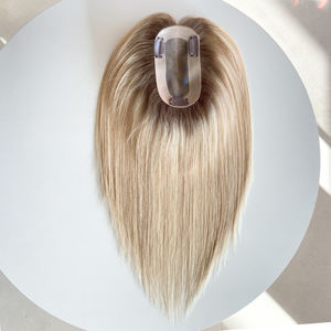 Disponible para Envío Inmediato, Base Mono 3x5.5 con Cabello Ruso y Clips de PU, Topper para Cabello, Color Rubio Balayage para Mujeres Blancas SBT18/60 - Product Image 3