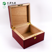 Boîte à cigares rectangulaire en bois rouge faite à la main, avec impression artistique de dragon, doublée de cèdre espagnol, étui de rangement pour cigares, fermeture à étoile, pour bureau, TZ-X18