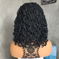 Perruque synthétique courte à tresses africaines en faux locs, perruque à dentelle complète, perruque bob tressée pour femmes, vente en gros, 12 pouces, cheveux bouclés torsadés