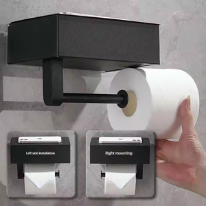 Porte-papier toilette mural en acier inoxydable, design rectangulaire moderne, distributeur de rouleaux de papier pour salle de bain avec couvercle - Product Image 4