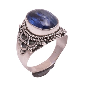 แหวนเงินสเตอร์ลิง925และไคยาไนต์ธรรมชาติทำด้วยมือเครื่องประดับชั้นดีสำหรับงานแต่งงานขายส่ง - Product Image 1