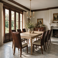 Table à manger rectangulaire extensible en chêne lavé avec pieds effilés et 45 °   Solution rapide pour les projets résidentiels et hôteliers de luxe