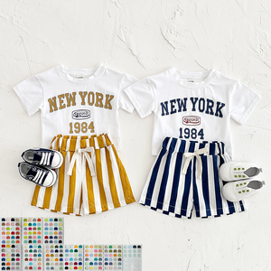 Yaz rahat bebek için giyim setleri yenidoğan yürüyor bebek pamuk mektup baskılı tişört nefes şort takım 2 adet yenidoğan bebek - Product Image 1