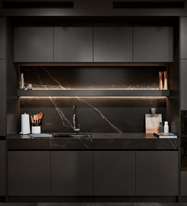 Yaman Toàn Bộ Tủ Bếp Melamine Sơn Mài Kết Thúc Thiết Kế Tối Giản Phong Cách Với Các Phụ Kiện Như Bản Lề Cho Căn Hộ Sử Dụng - Product Image 2