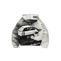Veste à capuche zippée style rétro punk personnalisée en gros, en tissu tricoté anti-plis, imprimée numériquement, mode streetwear pour femme