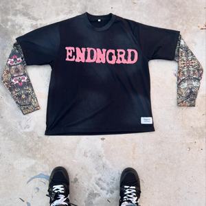 T-shirt à manches longues en coton épais, double couche, vintage, délavé à l'acide, avec patch logo personnalisé brodé, style hip-hop tricoté - Product Image 3