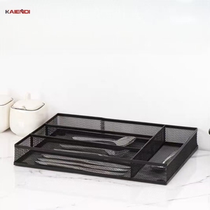 Organiseurs de tiroirs modernes en acier inoxydable 304 noir pour la cuisine, la salle de bain, l'hôtel, le bureau, rangement des couteaux et des fourchettes - Product Image 5