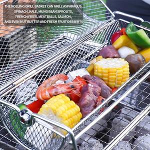 Panier de barbecue rotatif en acier inoxydable, <span class=keywords><strong>cage</strong></span> de grillade en forme de tambour pour une cuisson uniforme des légumes, de la viande et des fruits de mer - Product Image 5