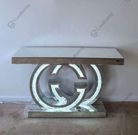 Table console LED miroir en verre brisé pour salon, vente en gros