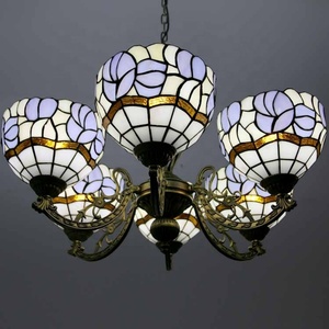 Lámpara Colgante Floral LongHuiJing de 6 Luces, Estilo Tiffany, Vidrio Artístico Teñido, Lámpara Colgante Retro Creativa - Product Image 1