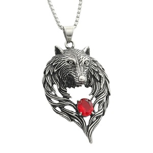 Collar con Colgante de Lobo de Acero Inoxidable para Hombre, Diseño Geométrico con Bisel, Estilo Retro, Joyería de Regalo - Product Image 4