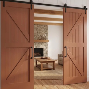 Portes coulissantes en bois massif de style artisanal américain pour cuisines, chambres et villas, ajoute une touche de sophistication - Product Image 1