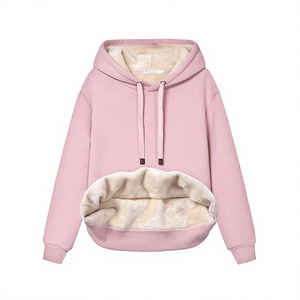 Sudadera con Capucha para Mujer, Diseño Personalizado OEM, Color Sólido, Forro Polar, Informal, Manga Larga, Transpirable, de Algodón y Fibra de Bambú - Product Image 4