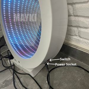 Lampe LED tunnel miroir infini rond à lumière sensorielle, expérience sensorielle interactive, miroir infini blanc pour salles de jeux - Product Image 5