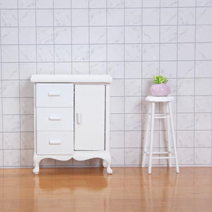 Mini 1:12 muebles de bricolaje modelo de simulación de casa de muñecas de madera con escena de bolsillo de gabinete de dormitorio de tres compartimentos - Product Image 3