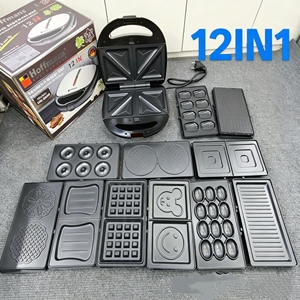 Máquina para Hacer Sándwiches Hoffmans 1000W 12 en 1, 220V, Fácil de Limpiar, Antiadherente, para Preparar Waffles y Nueces, Ideal para la Cocina Africana - Product Image 1