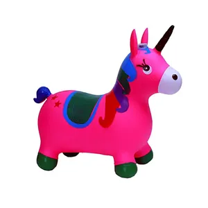 Caballos de juguete inflables baratos de gran oferta con Unicornio en la cabeza que pueden jugar