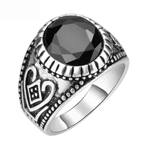 Hars Edelsteen Ring Mannen Vrouwen Zilveren Bruiloft Ring Nieuwste Mode Vintage Grote Zwarte Ring