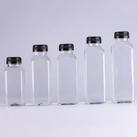Bouteilles carrées en plastique PET transparentes de 8 oz et 12 oz, sans BPA, pour jus, boissons, avec bouchon inviolable