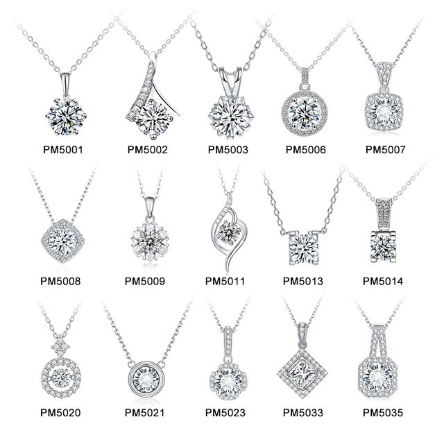 S925 Silver Fashion Moissanite Pendant Necklace 6.5mm 1ct Moissanite Diamond Necklace