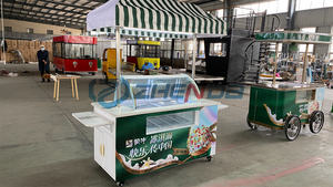 Chariot de pousse-pousse personnalisé pour la crème glacée, la restauration rapide, le snack, la remorque à main mobile avec congélateur et auvent, le transport spécial - Product Image 2