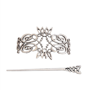Fermaglio per Capelli Celtico Vintage in Argento con Nodo Intricato e Design Floreale, Perfetto per Stili Medievali, Boho e Folk, Pezzo Unico Culturale - Product Image 6