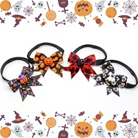 Collier à nœud papillon pour animaux de compagnie en polyester, thème Halloween, solide, luxueux et élégant - Décoration originale et amusante pour chats et chiens