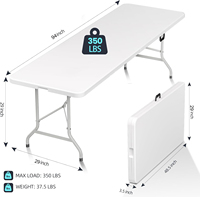 2.4m Chaises de table pliantes en plastique robuste 10/12 personnes Mariage en plein air Moderne 240cm Table de jardin De pour extérieur