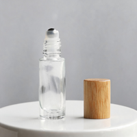 Botellas de Aceite Esencial de Bambú y Vidrio de 10 ml con Tapones de Nogal, Almacenamiento de Aromaterapia, Botella con Rodillo para Viajes, Hogar y Oficina