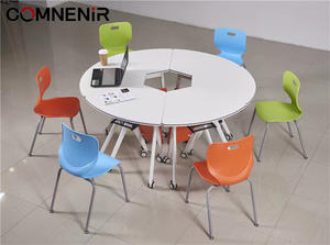 Solutions de mobilier scolaire tout-en-un : Ensembles de salles de classe intelligents avec bureaux et chaises trapézoïdaux et modulaires - Product Image 5