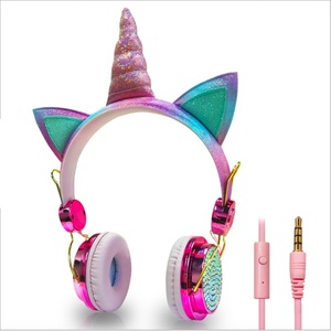<span class=keywords><strong>Cuffie</strong></span> <span class=keywords><strong>per</strong></span> <span class=keywords><strong>Bambine</strong></span> con Filo da 3,5mm, Design Arcobaleno con Diamanti e Unicorno - Product Image 1