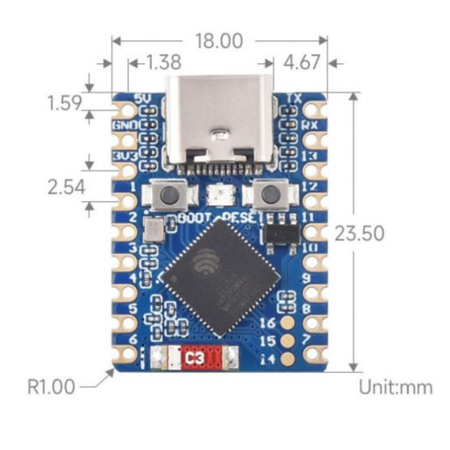 Industrial ESP32S3 Zero M Module Type-C USB 24 GPIO PreInstalled Header 2.4GHz WiFi BLE5.0 4MB Flash IoT Solution Low Power