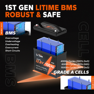 Batterie LiTime 12,8 V 100 Ah LiFePO4 Lithium-Ion – Livraison Gratuite États-Unis – Systèmes de Stockage d'Énergie Solaire à Cycle Profond - Product Image 4