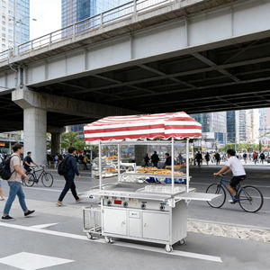 Chariot de service alimentaire convertible à 4 roues, en acier inoxydable, résistant à la rouille, avec grille chauffante intégrée, garantie de 2 ans, montage facile - Product Image 3