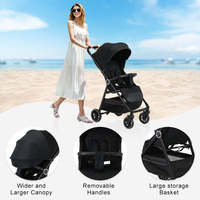Poussette bébé pliable 3-en-1 avec poignée réglable en hauteur, cadre en acier inoxydable, capacité de charge de 20 kg, design portable pour 0-3 ans